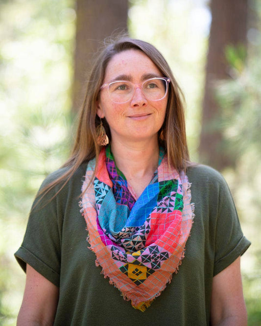 Summer in the Desert Patchwork - Pure Silk Bandana Scarf