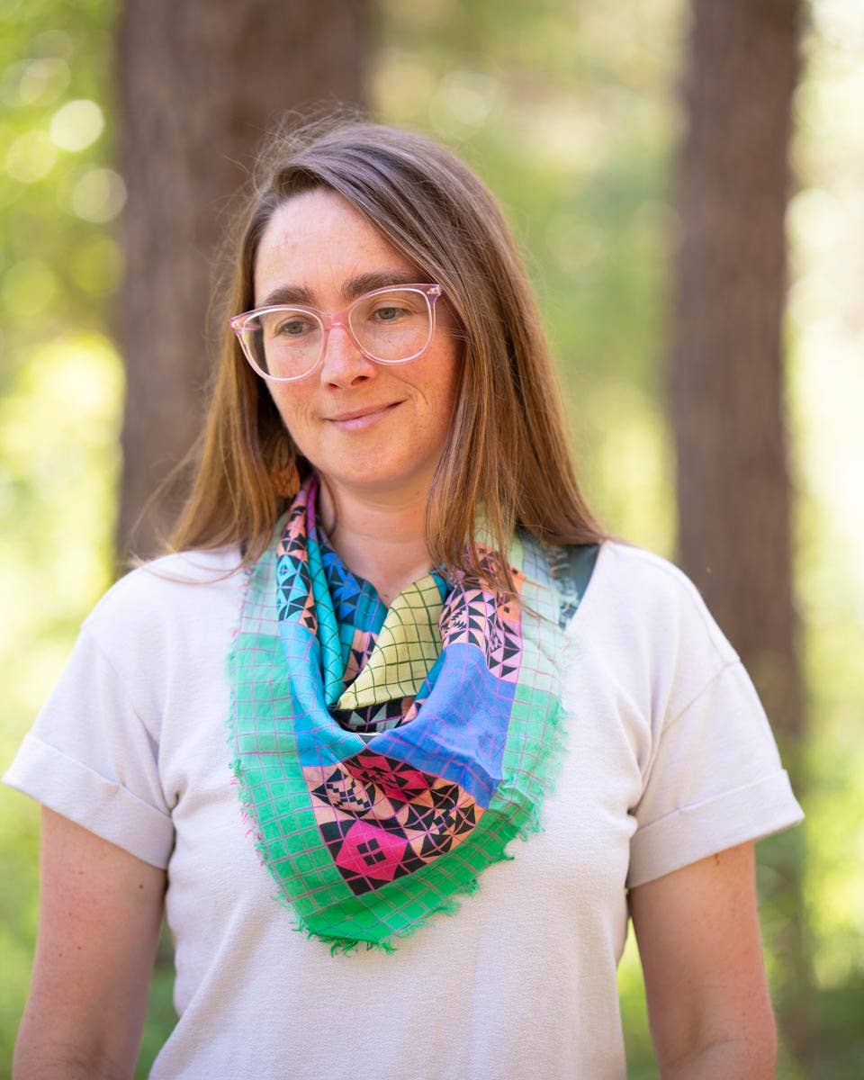 Spring in the Mountains Patchwork - Pure Silk Bandana Scarf