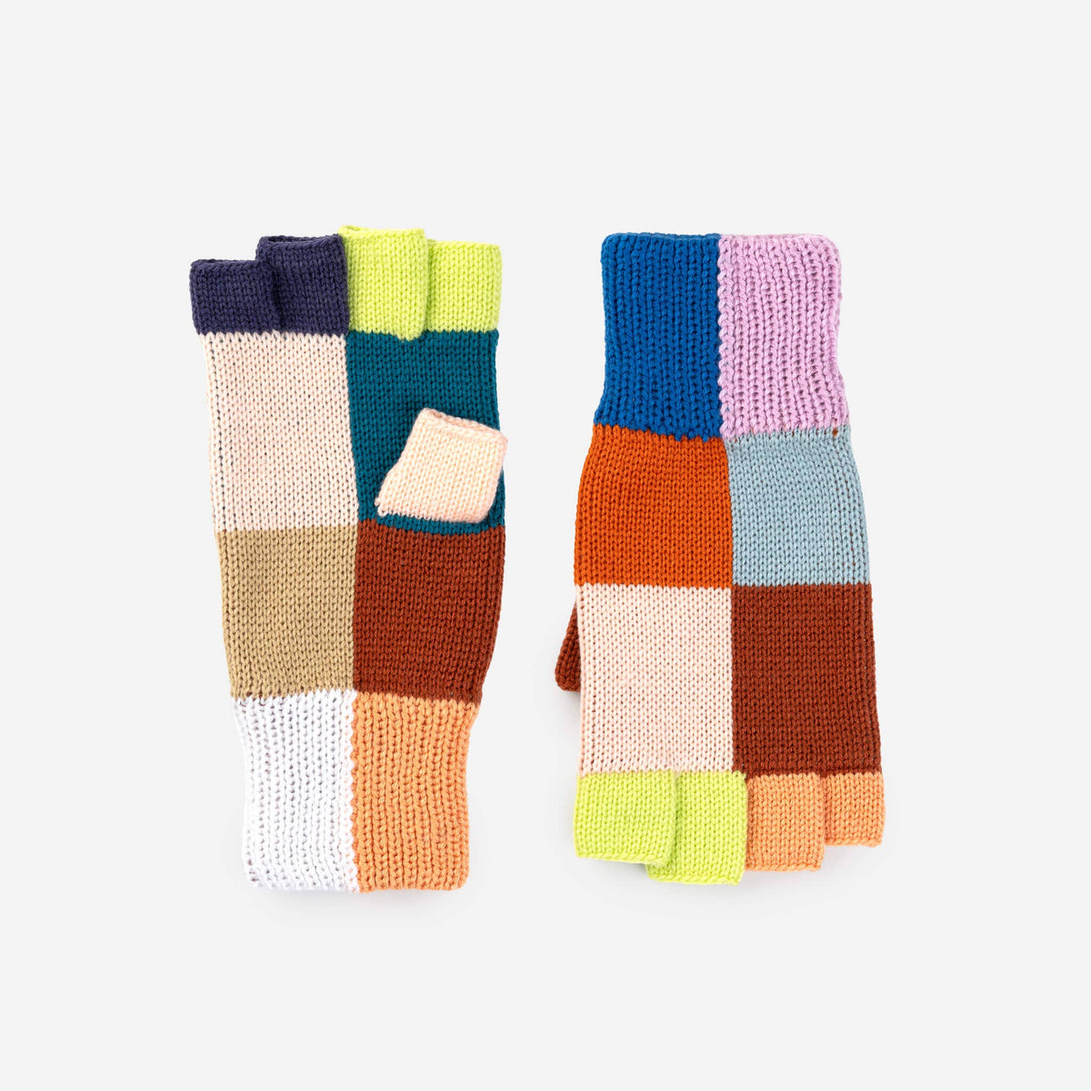 Color Patch Fingerless Gloves