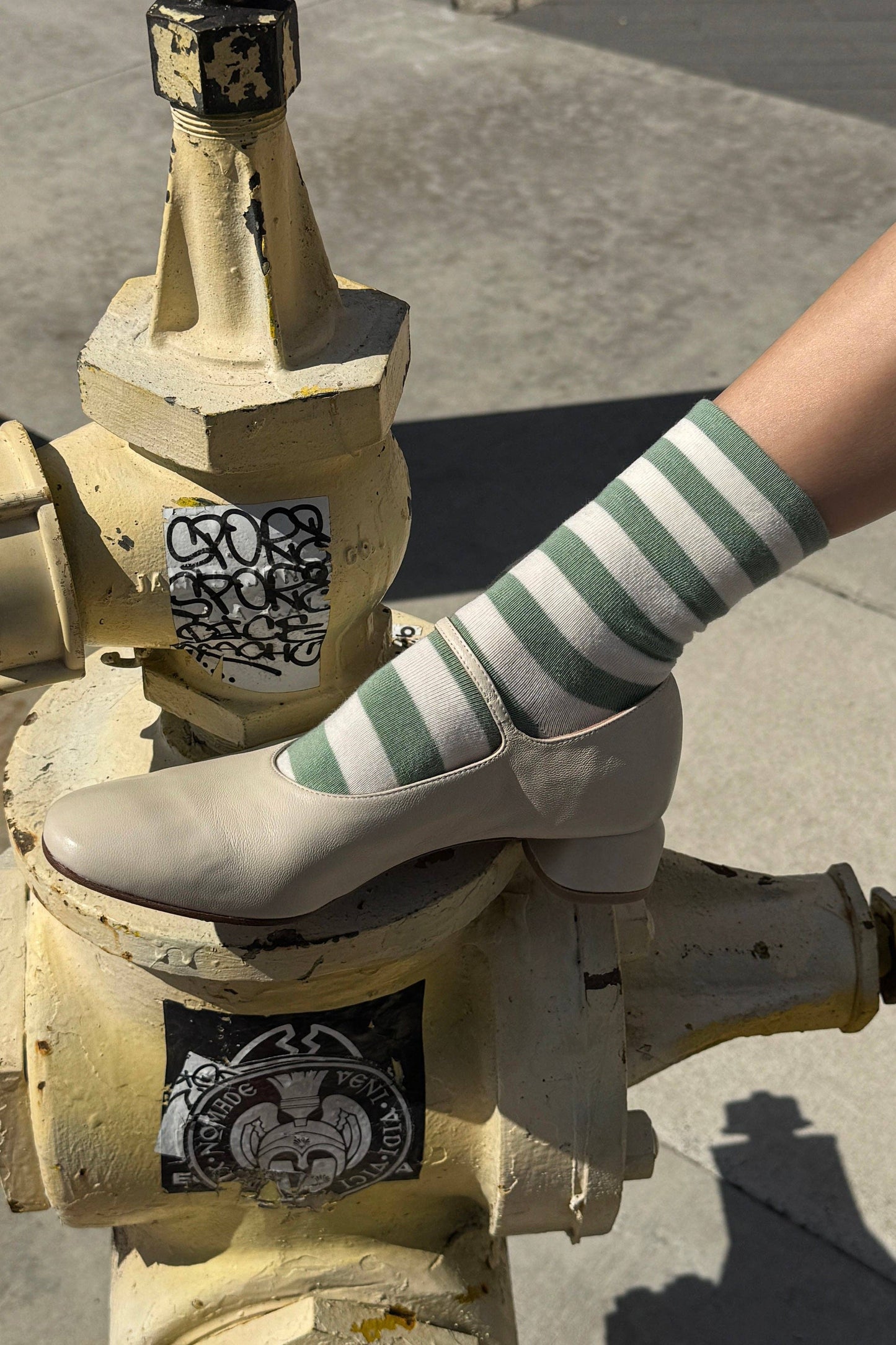 Wide Wally Socks - Matcha Stripe