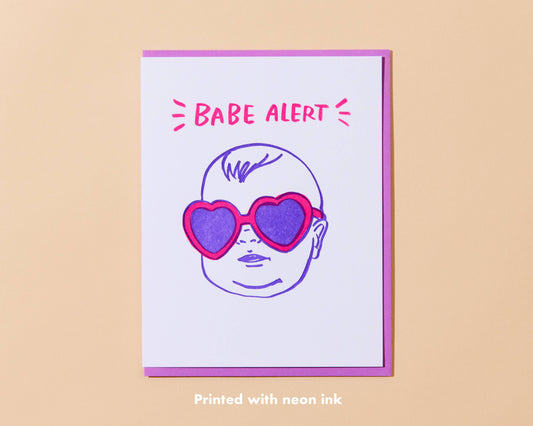 Letterpress New Baby Card—Babe Alert