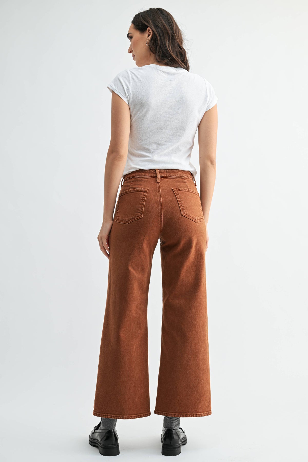 Trouser Wide Leg (Longer Length) - RUST BROWN