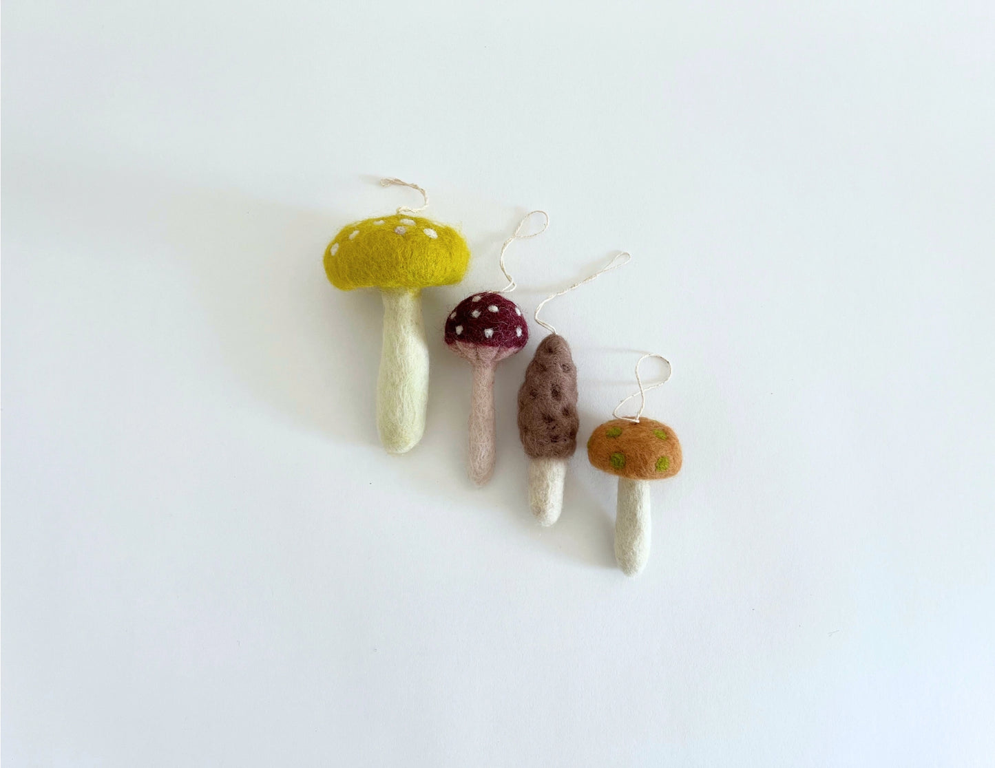 Felted Wool Mushroom Ornament Set