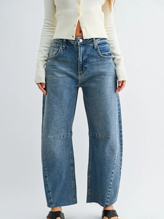 Barrel Jean w/ Seams - Medium Denim