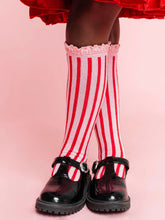 Load image into Gallery viewer, Candy Stripe Lace Top Knee High Socks
