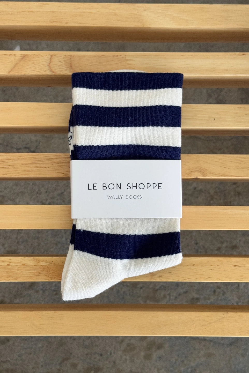 Wally Socks - Wide Navy Stripe