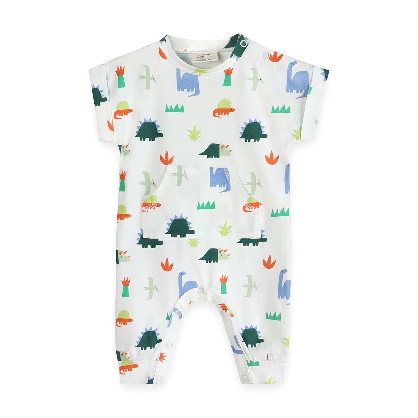 Dino Kangaroo Pocket Baby Jumpsuit (Organic Jersey)