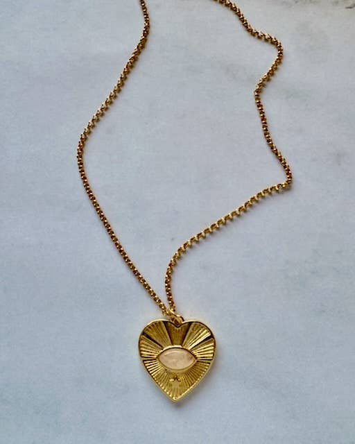 Juliet Heart and Gemstone Pendant Necklace