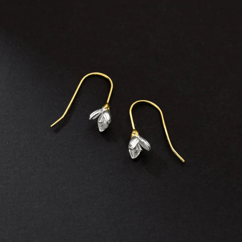 Dainty Magnolia Flower Hook Earrings
