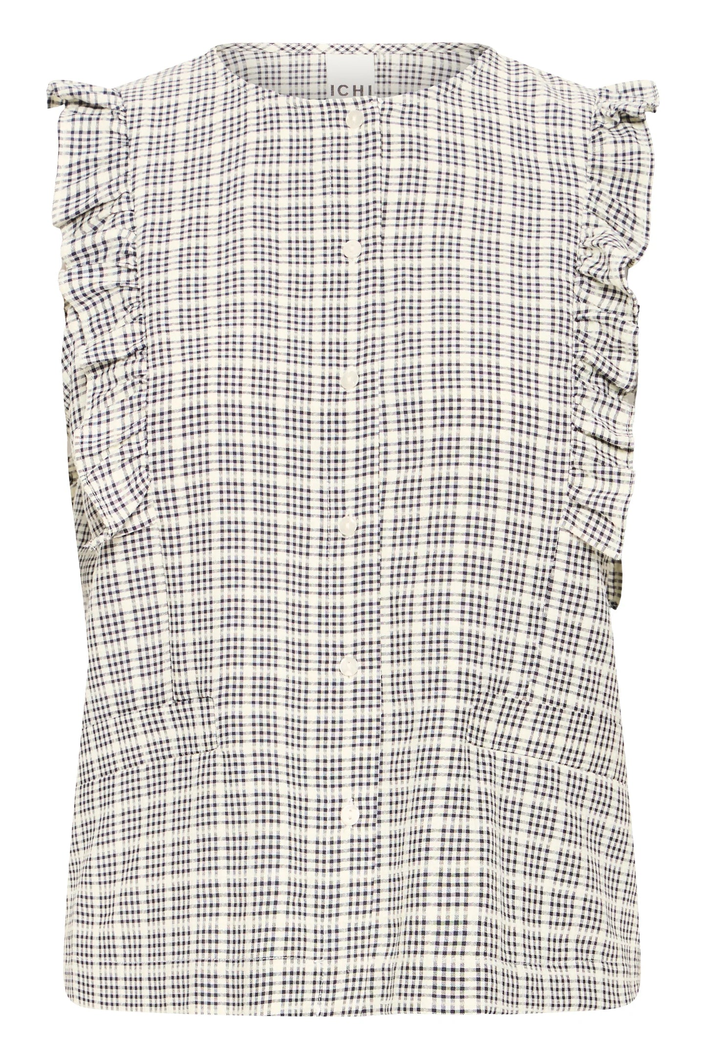 ICHI Jola Top - Blue and White Check