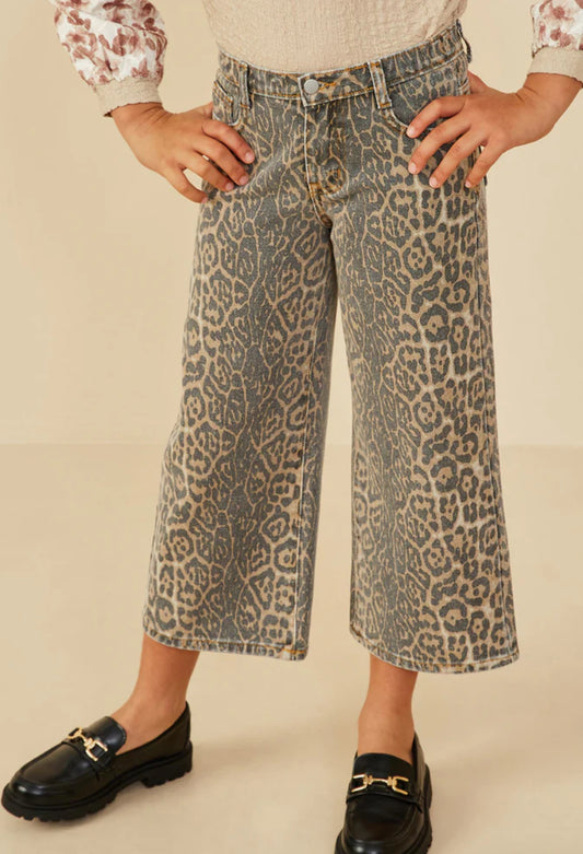 Washed Leopard Print Relaxed Fit Denim Jeans