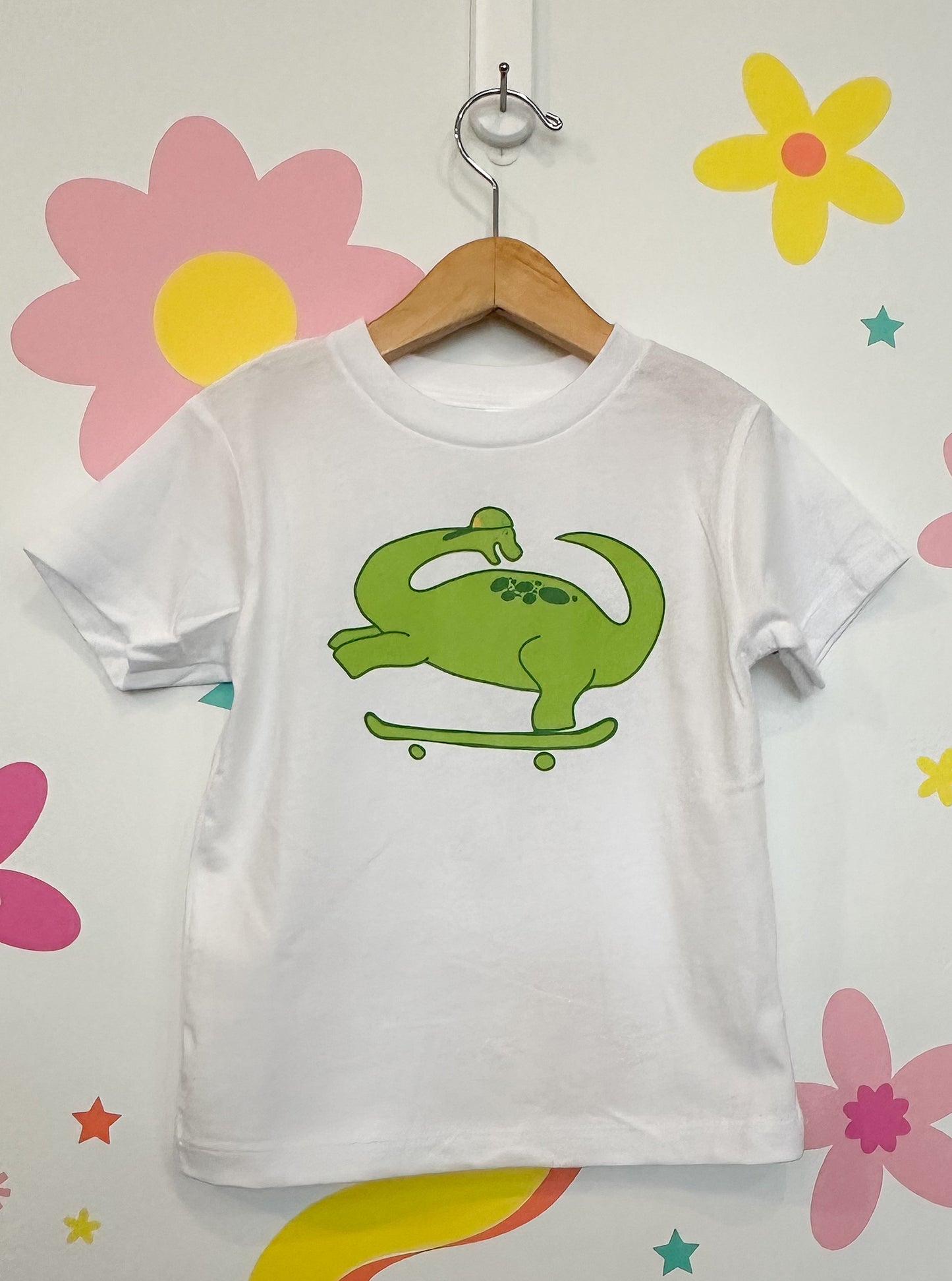 Dino Skateboarding Kids Tee