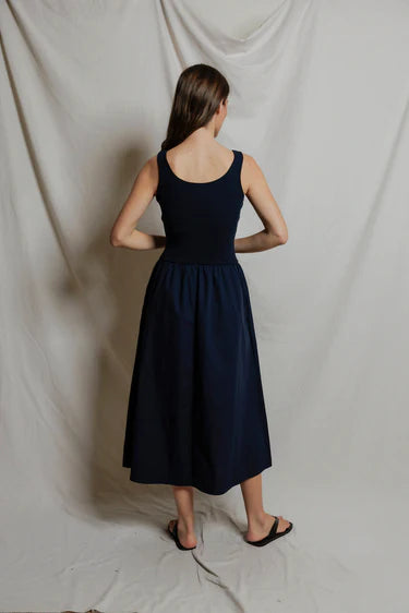 Fabiola Poplin Tank Dress Navy