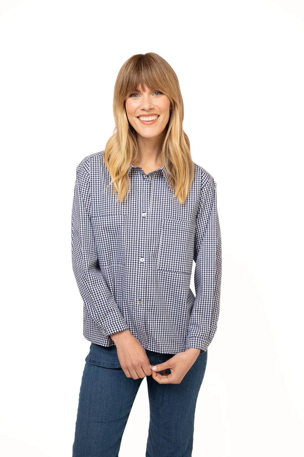 BF Blouse - Navy Gingham