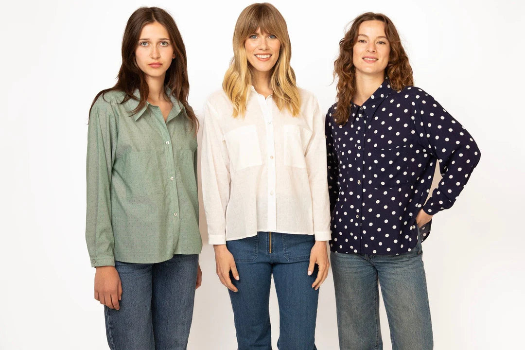 BF Blouse - Navy Polkadot