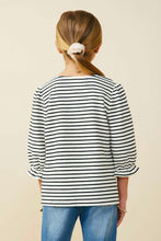 Load image into Gallery viewer, Cinch Sleeve Striped Square Neck Knit Top
