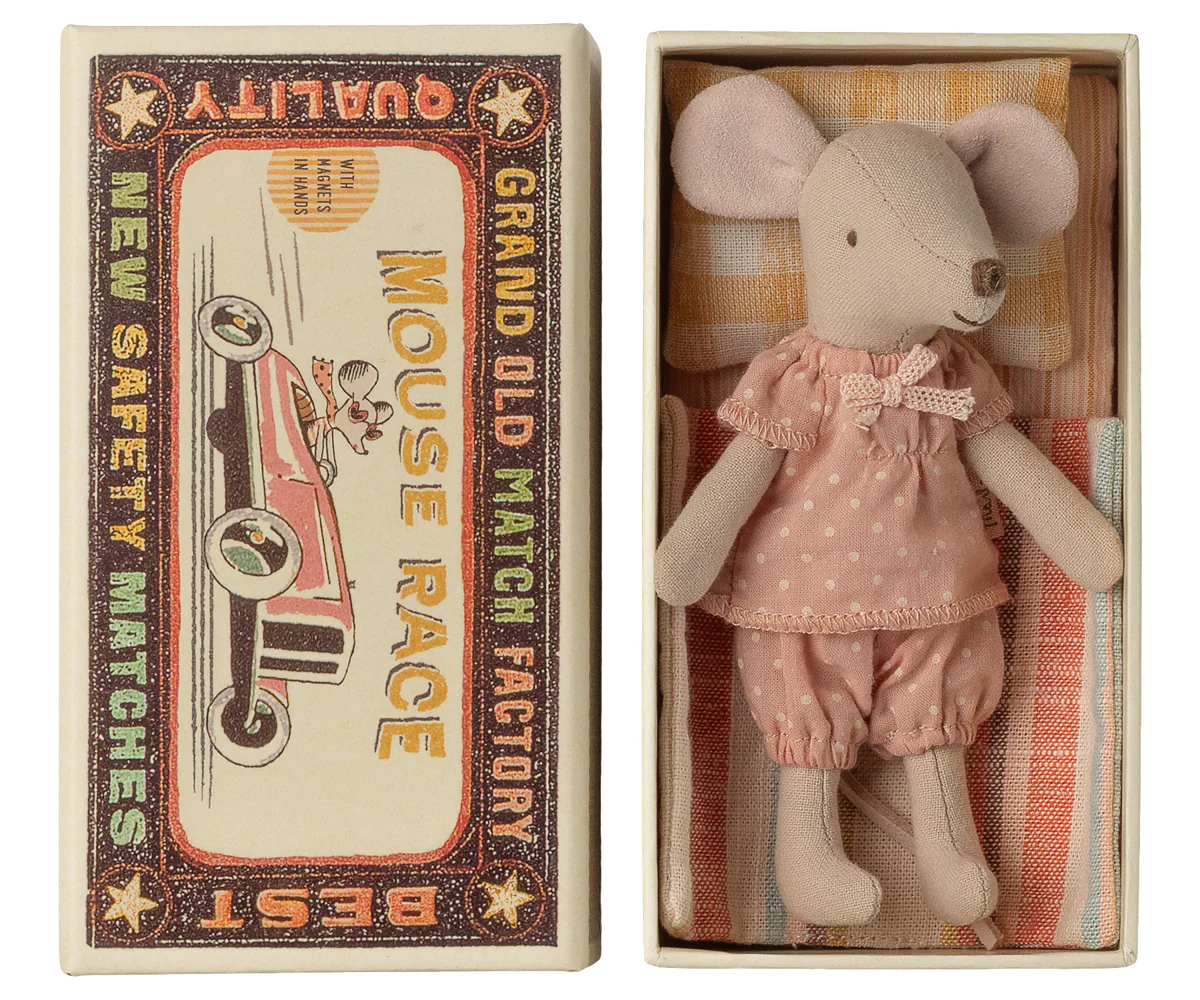 Big Sister Mouse in Box - Pink Polka Dot