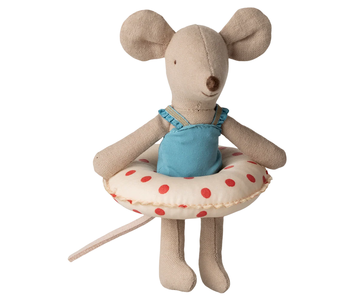 Beach Mouse with Float - Red Dots/Little Sister