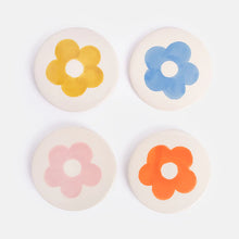 Load image into Gallery viewer, Set of 4 Stoneware Flower Coasters
