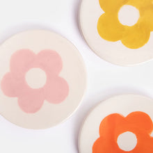 Load image into Gallery viewer, Set of 4 Stoneware Flower Coasters
