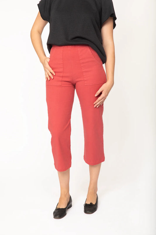 Cropped Zip-Back Pant  - Lipstick