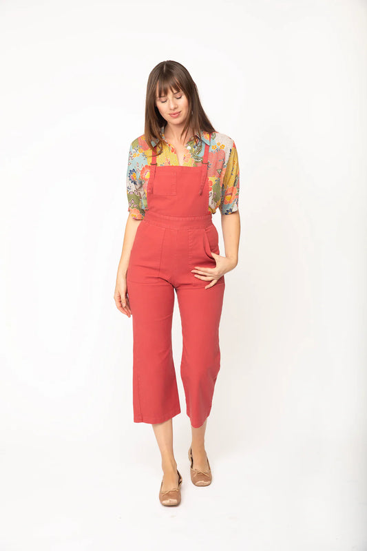 Cropped Overalls - Lipstick