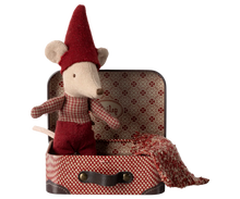 Load image into Gallery viewer, Christmas Mouse, baby in suitcase
