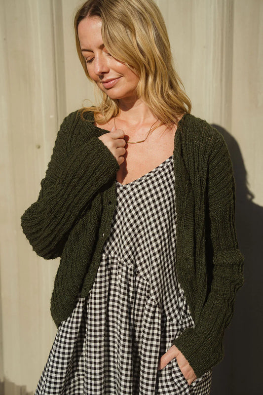 Linen Dress - Black + White Gingham