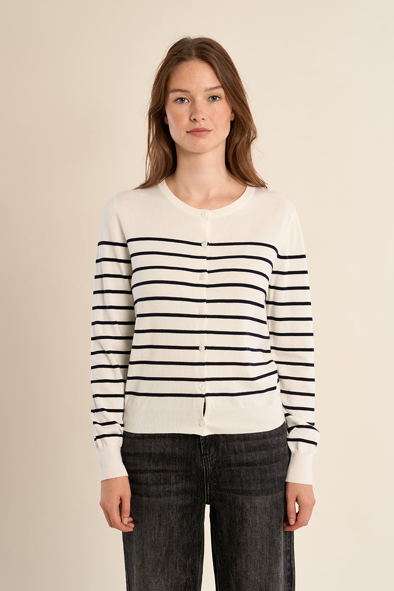 Striped Cardigan - Off White