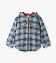Load image into Gallery viewer, Plaid Lined Hooded Jacket - Charcoal/Maroon
