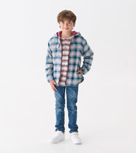 Load image into Gallery viewer, Plaid Lined Hooded Jacket - Charcoal/Maroon
