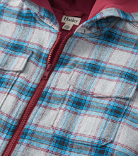 Load image into Gallery viewer, Plaid Lined Hooded Jacket - Charcoal/Maroon
