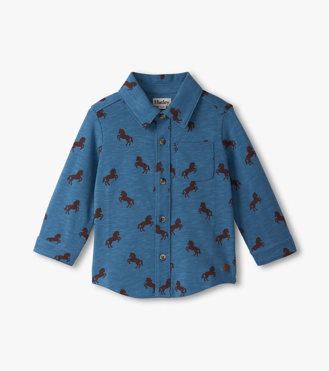 Ranch Horses Button Down Jersey Shirt