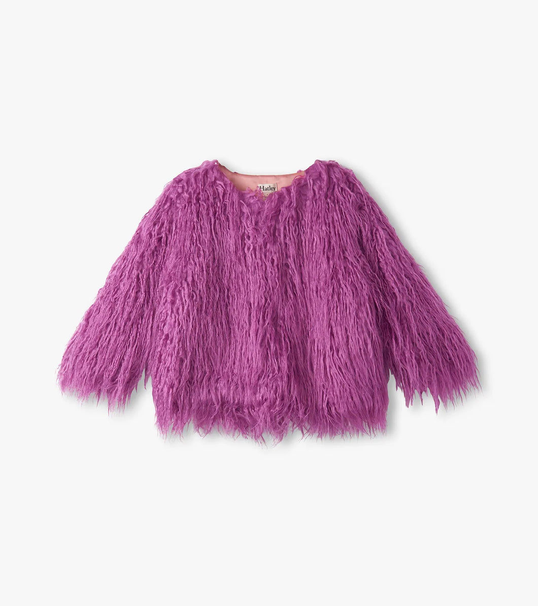 Girls Radiant Orchid Mongolian Faux Fur Topper