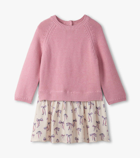 Painterly Bows Sweater Dress