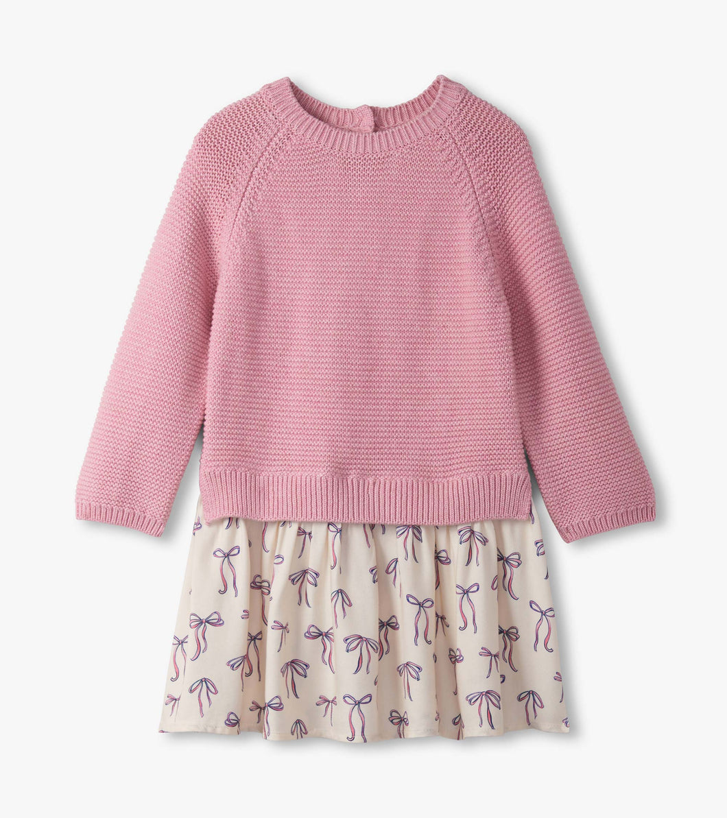 Painterly Bows Sweater Dress