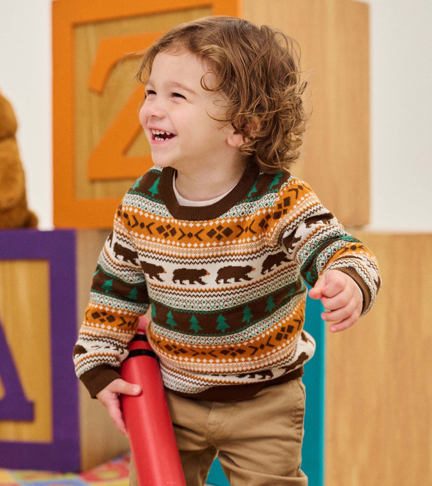 Baby Boys Forest Bear Crew Neck Sweater