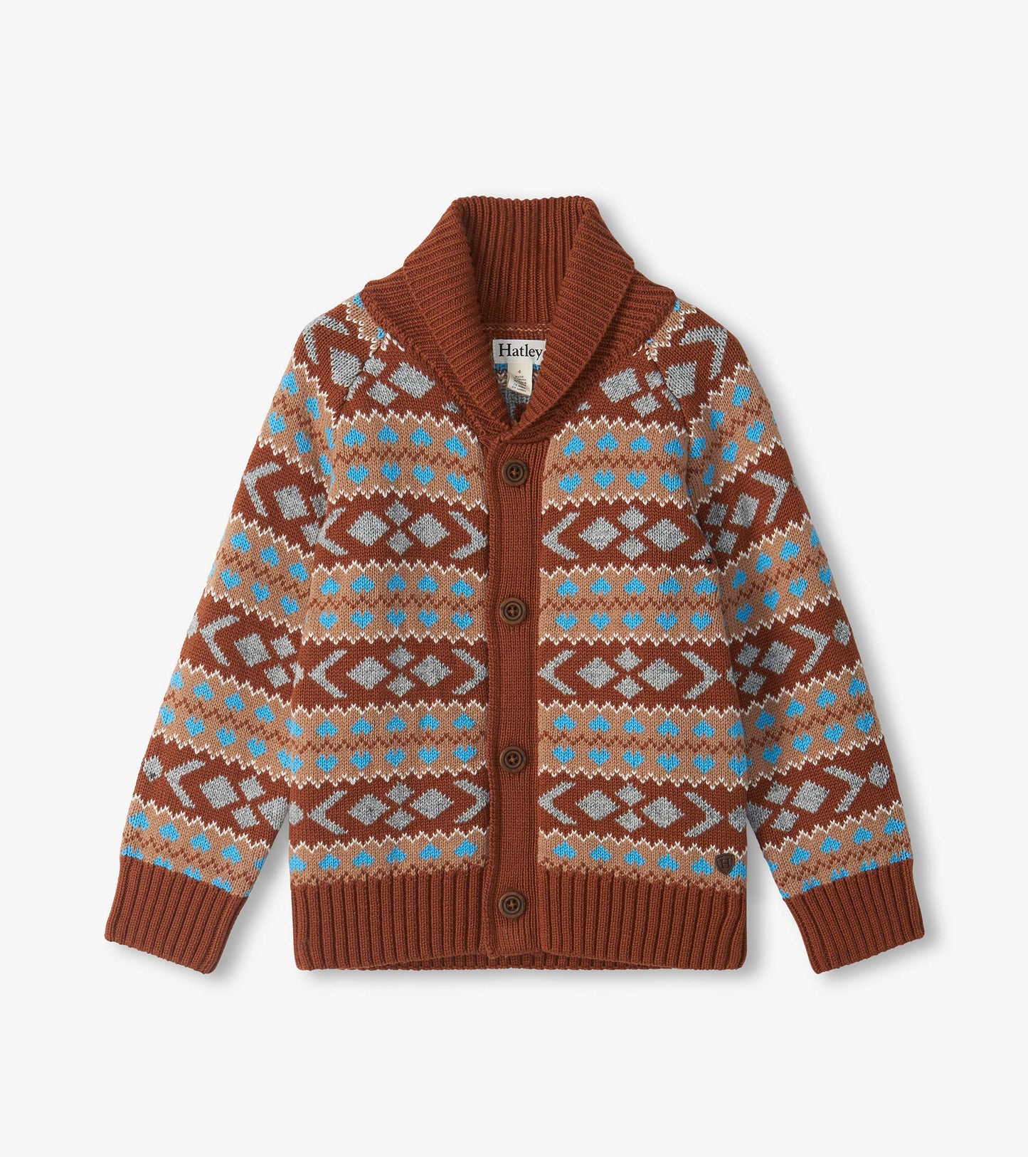 Woodsy Fair Isle Shawl Collar Cardigan