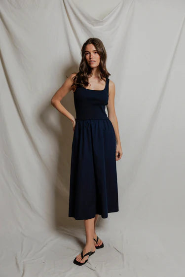 Fabiola Poplin Tank Dress Navy