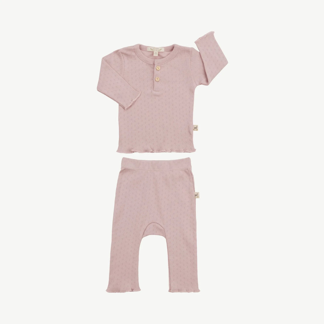 Henley + Leggings Set - Pointelle Rosé