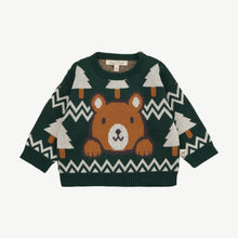 Load image into Gallery viewer, Knit Sweater - Cozy Bears Dark Green
