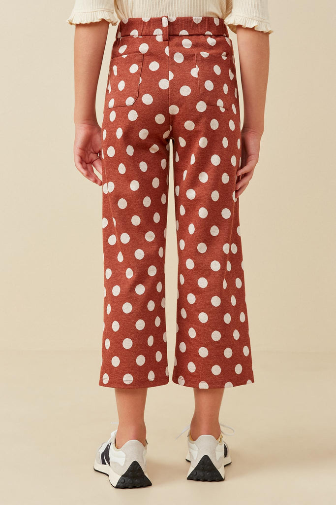 Wide Leg Polka Dot Patch Pocket Knit Pants