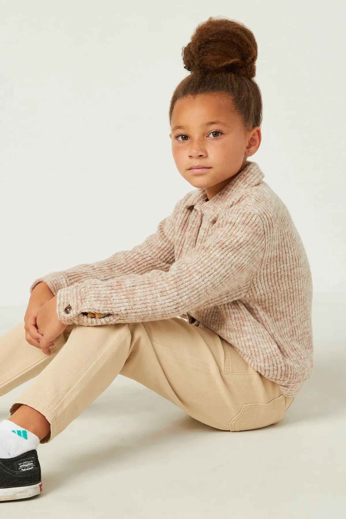 Marled Rib Button Up Knit Jacket