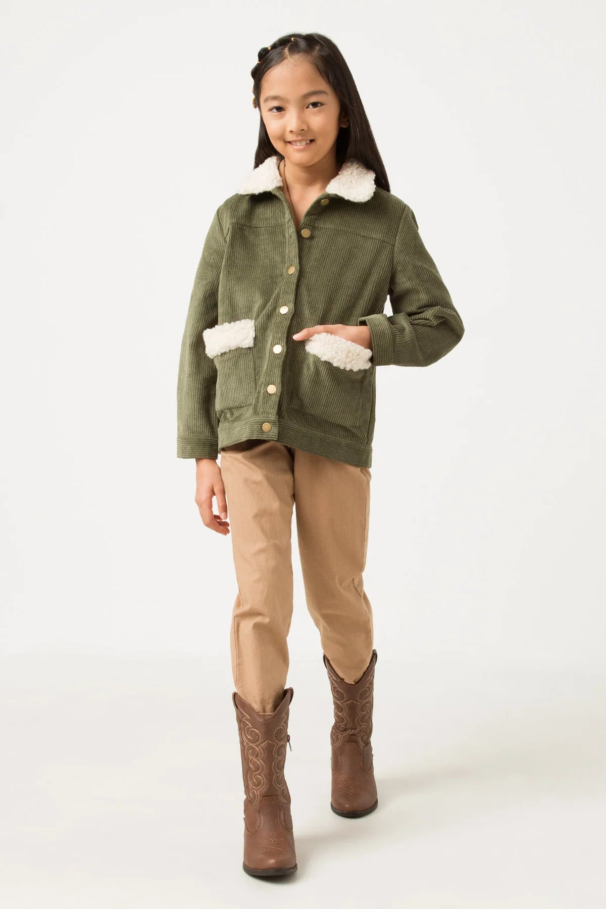 Fleece Trimmed Corduroy Sherpa Jacket