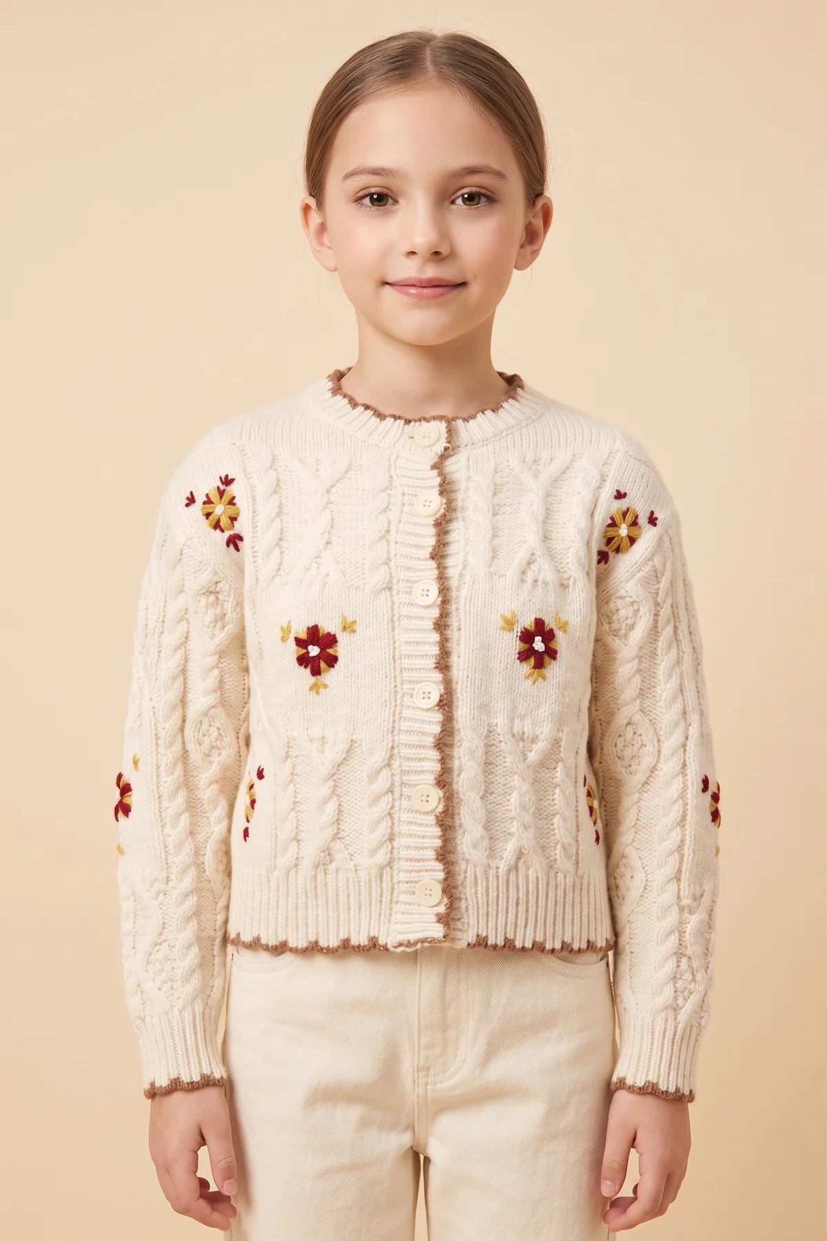 Floral Embroidered Sweater Cardigan