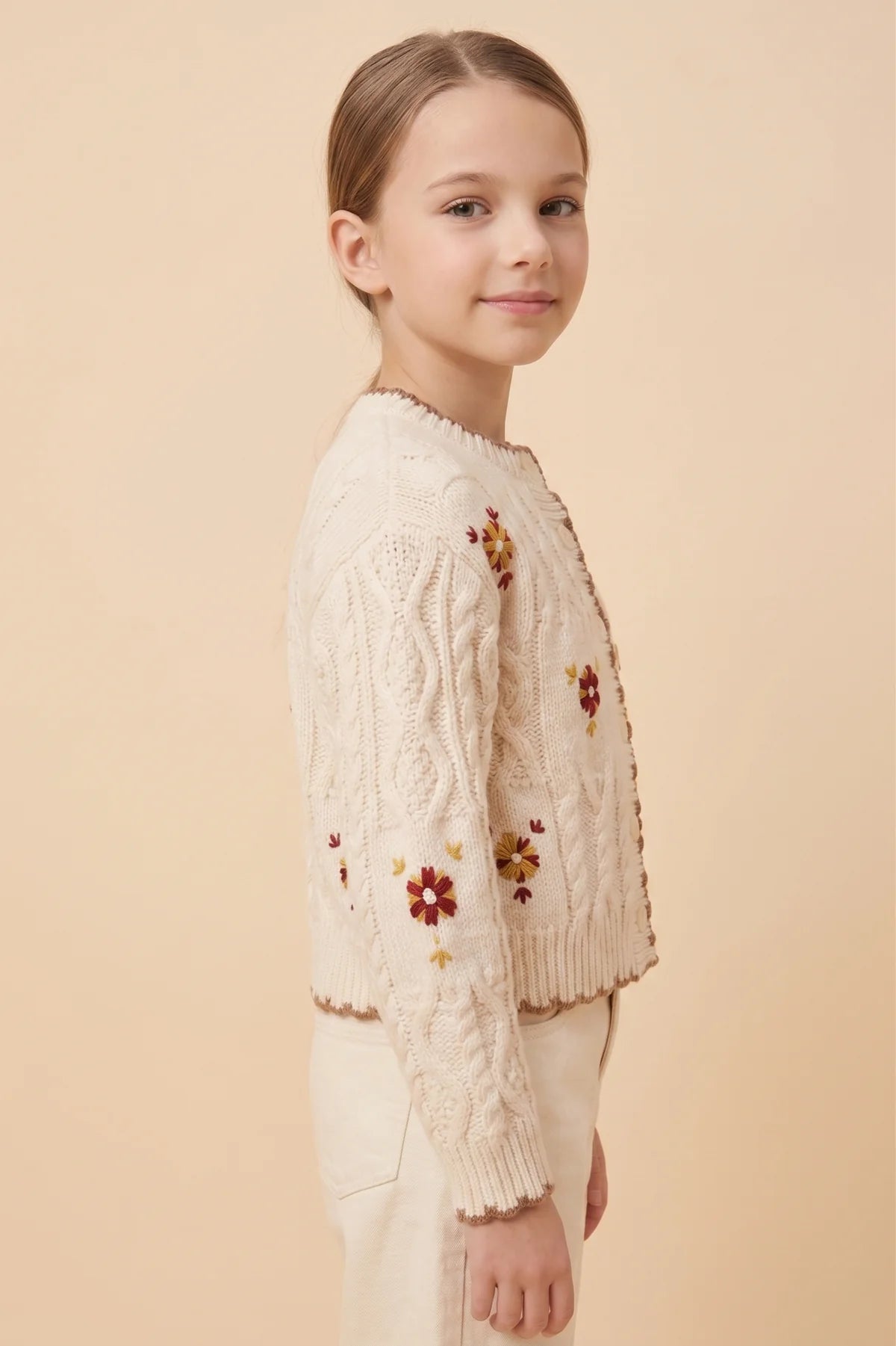 Floral Embroidered Sweater Cardigan