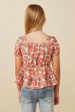 Load image into Gallery viewer, Smocked Puff Sleeve Peplum Top
