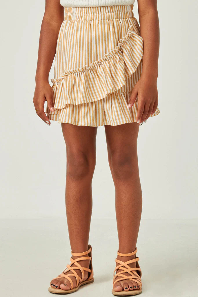 Striped Asymmetric Ruffle Skirt