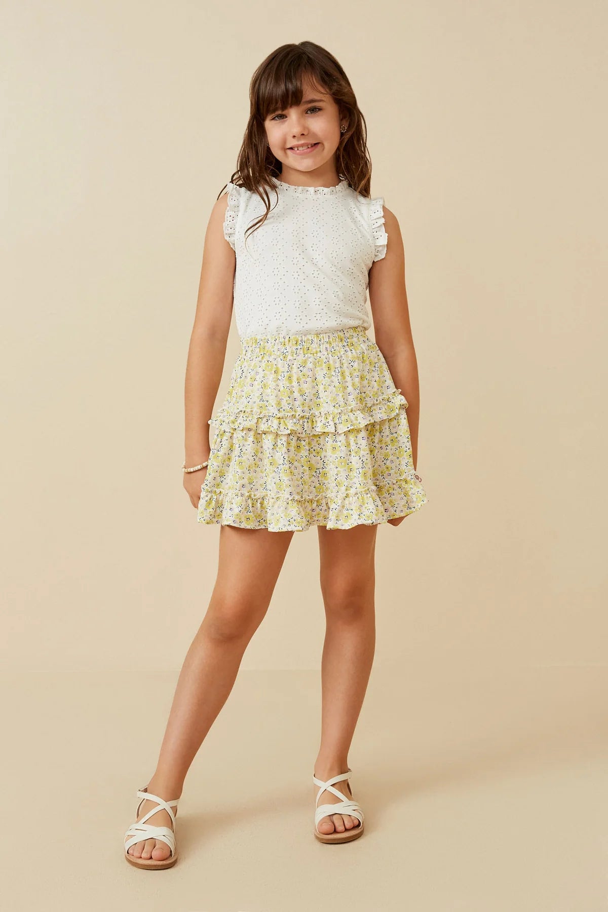 Girls Ditsy Floral Tiered Skirt