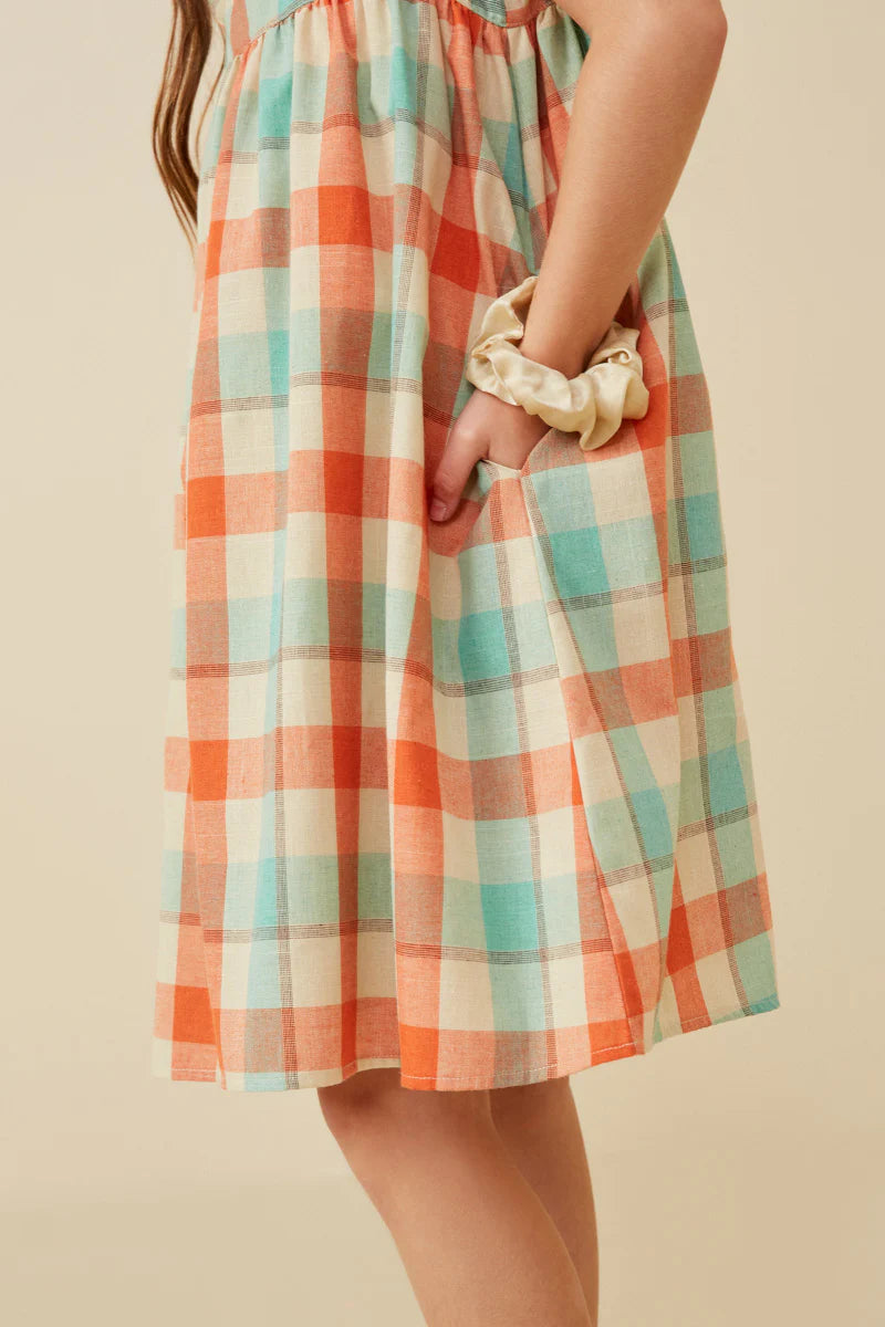 Checked Ruffle Strap Tank Shift Dress